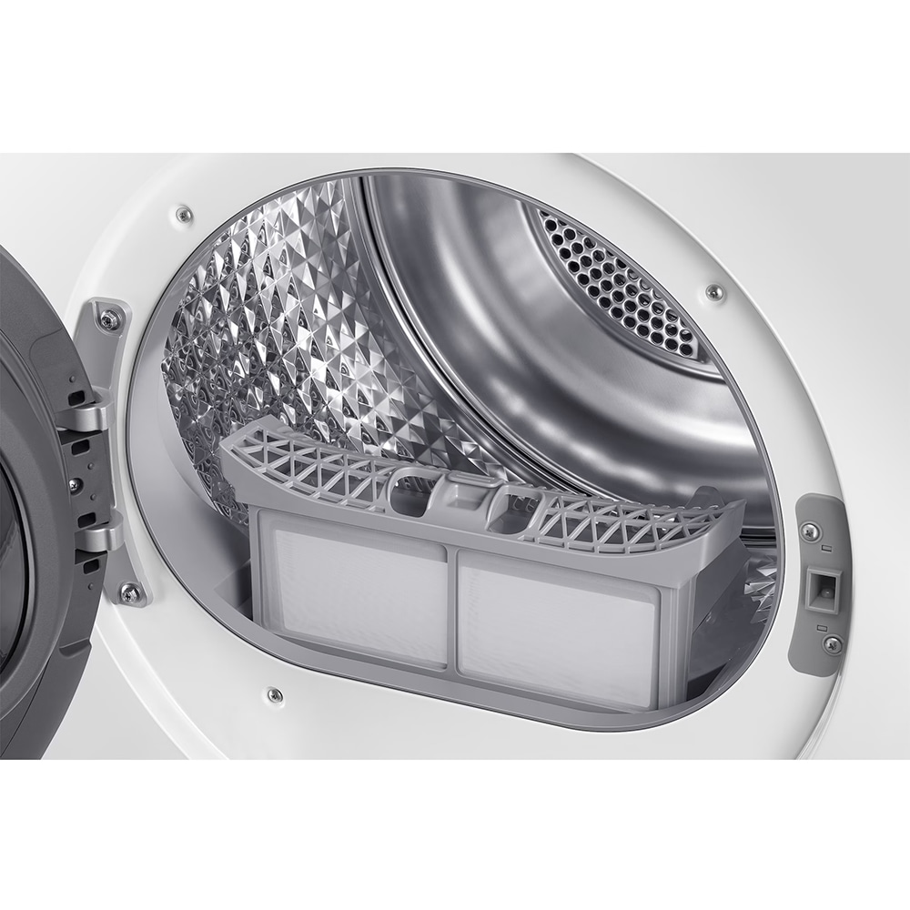 Uscator de rufe SAMSUNG DV90F09F4WT2, Pompa de caldura, 9 kg, 19 programe, Clasa A, Wi-Fi, alb