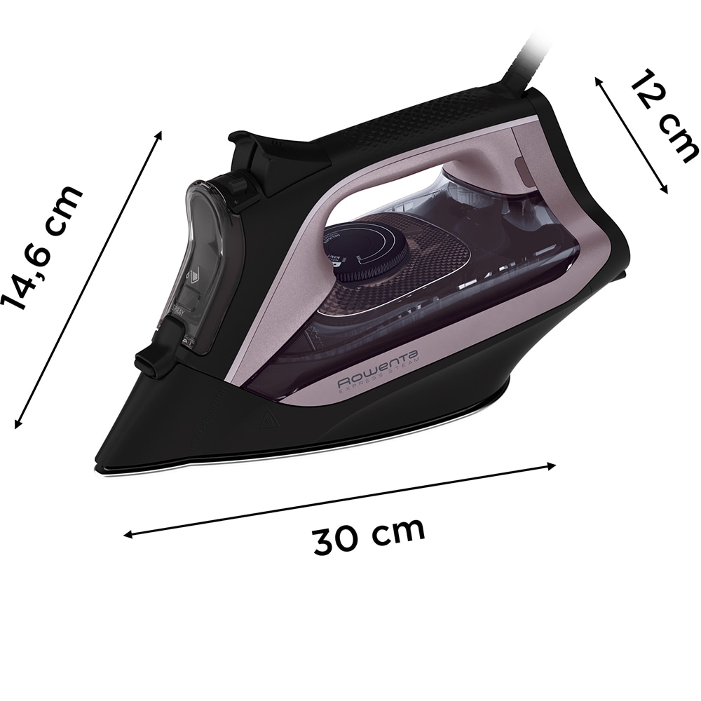 Fier de calcat ROWENTA Express DW4345D1, 2600W, 200g/min, 250ml, talpa Microsteam 350 Laser, negru-roz
