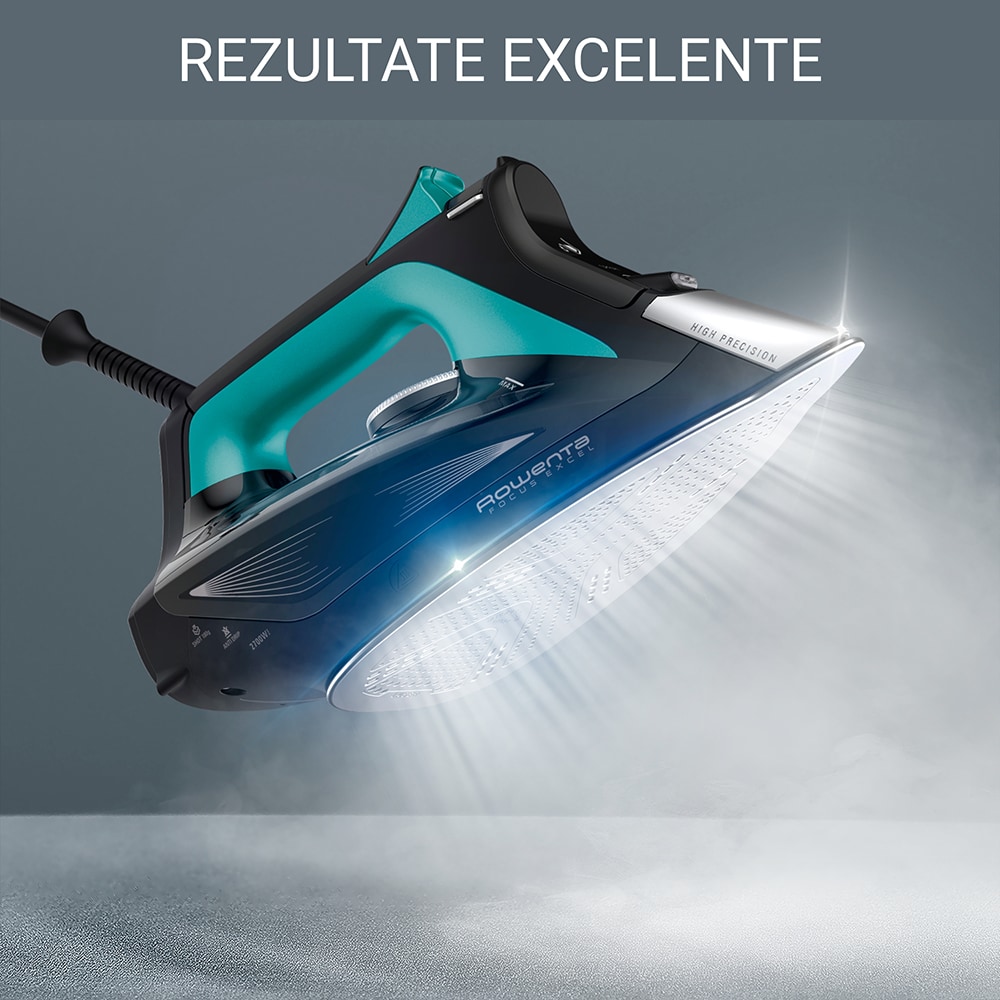 Fier de calcat ROWENTA Focus Excel DW5326D1, 2700W, 200g/min, 300ml, talpa Microsteam 400 Laser, negru-verde