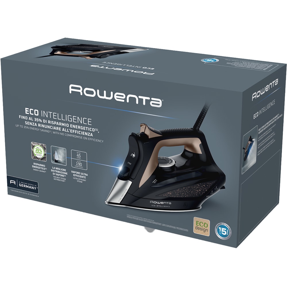 Fier de calcat ROWENTA Eco Intelligence DW6341D1, 2500W, 190g/min, 300ml, talpa Microsteam 400 Laser, negru-rose gold