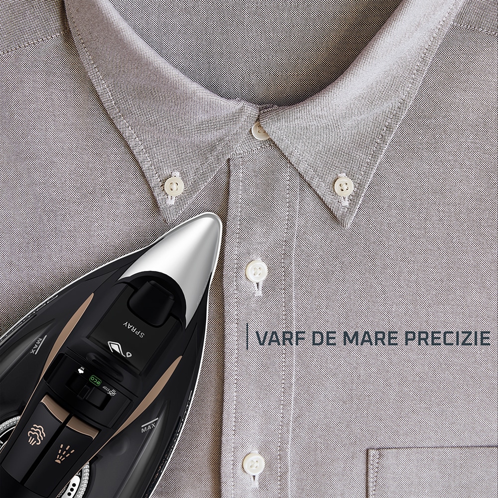 Fier de calcat ROWENTA Eco Intelligence DW6341D1, 2500W, 190g/min, 300ml, talpa Microsteam 400 Laser, negru-rose gold