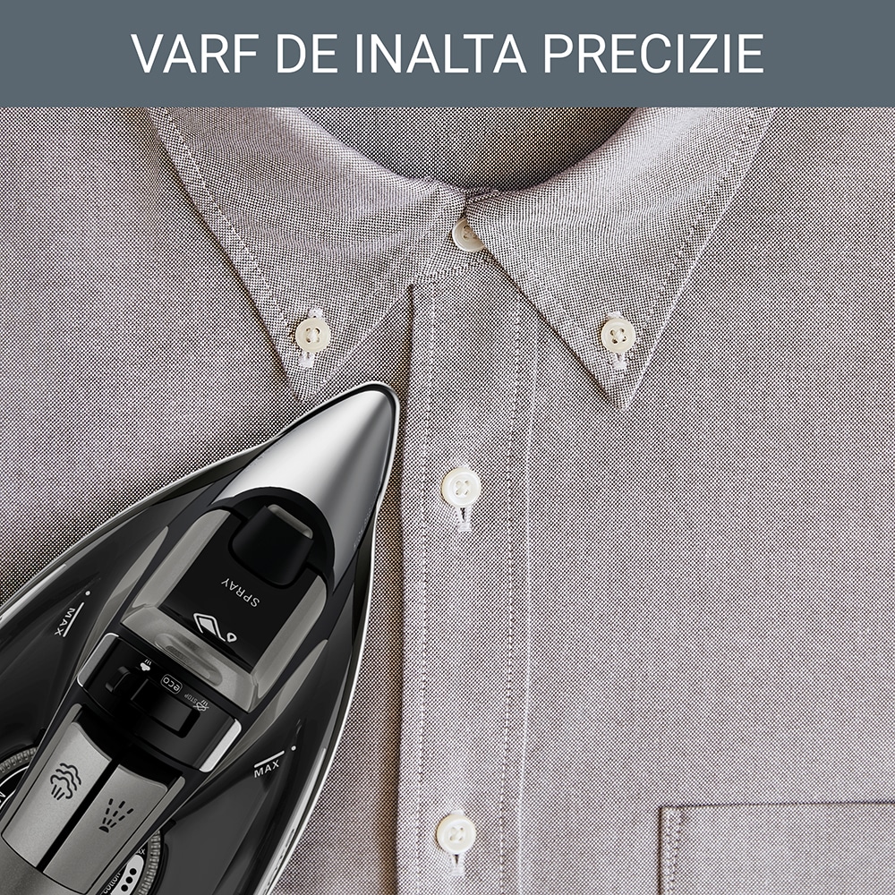 Fier de calcat ROWENTA Expertis DW7025D1, 2700W, 180g/min, 300ml, talpa Microsteam 400 Laser, negru