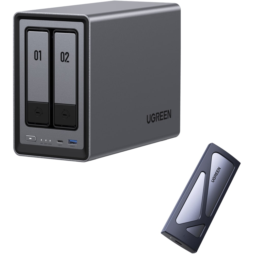 Network Attached Storage UGREEN DXP2800, 3.4GHz, 8GB, 2-Bays, negru