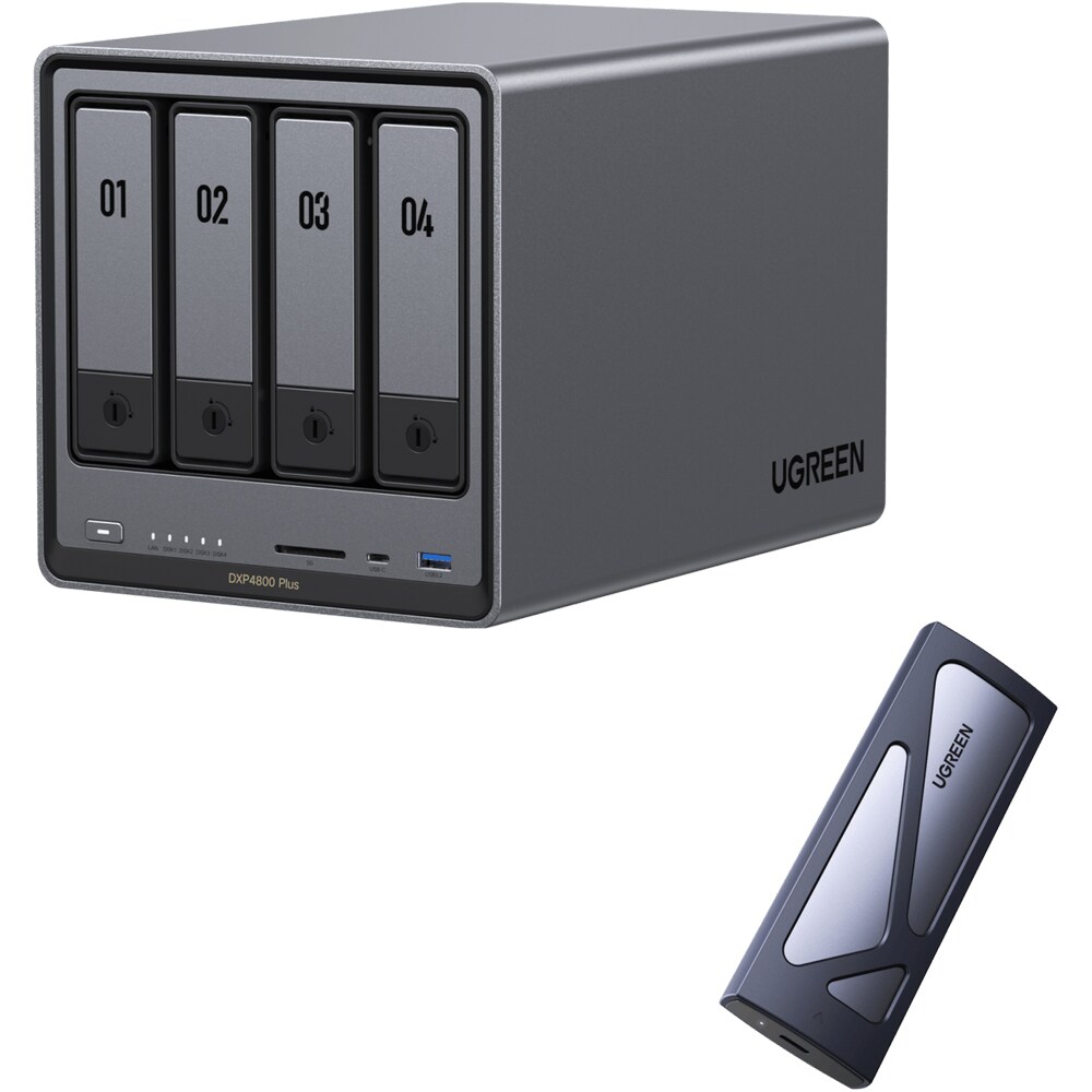 Network Attached Storage UGREEN DXP4800 Plus, 4.4GHz, 8GB, 4-Bays, negru