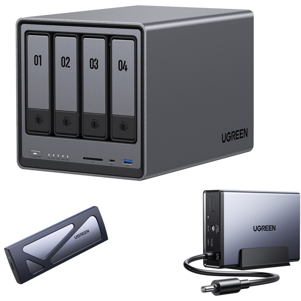 Network Attached Storage UGREEN DXP4800 Plus, 4.4GHz, 8GB, 4-Bays, negru
