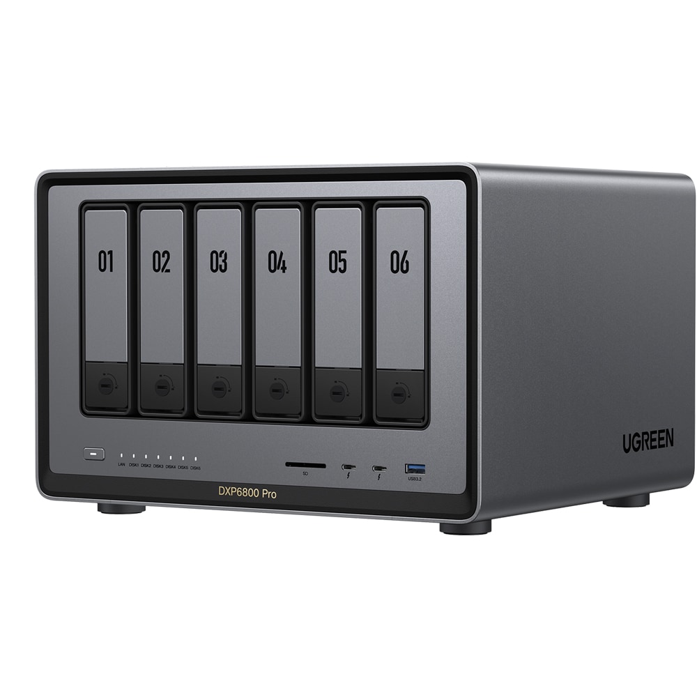 Network Attached Storage UGREEN DXP6800 Pro, 4.4GHz, 8GB, 6-Bays, negru