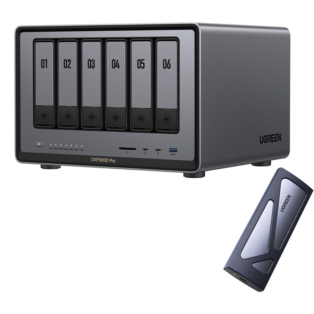 Network Attached Storage UGREEN DXP6800 Pro, 4.4GHz, 8GB, 6-Bays, negru