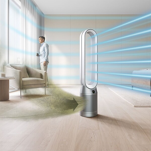 Purificator aer DYSON Purifier Cool TP07, 10 trepte viteza, Wi-Fi, Bluetooth, Hepa, Telecomanda, alb