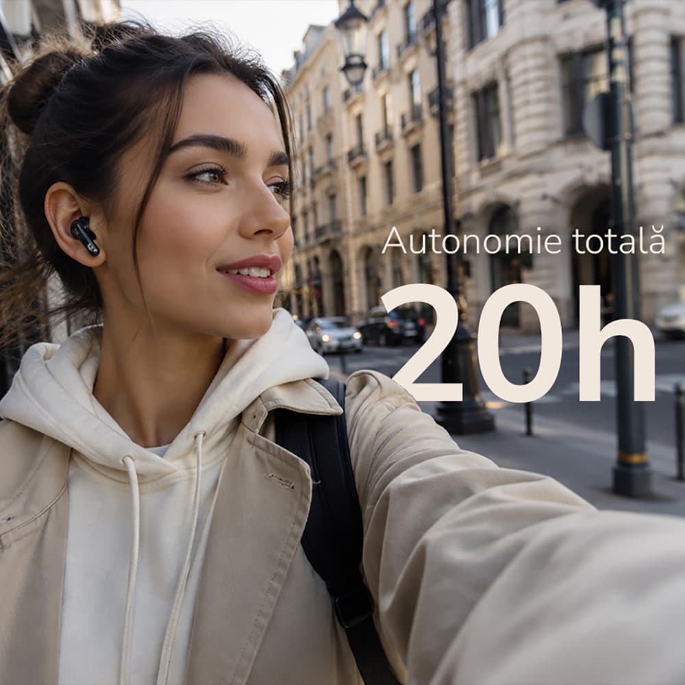 Casti E-BODA Supreme Sound 2nd Gen, True Wireless, Bluetooth, In-ear, Microfon, negru
