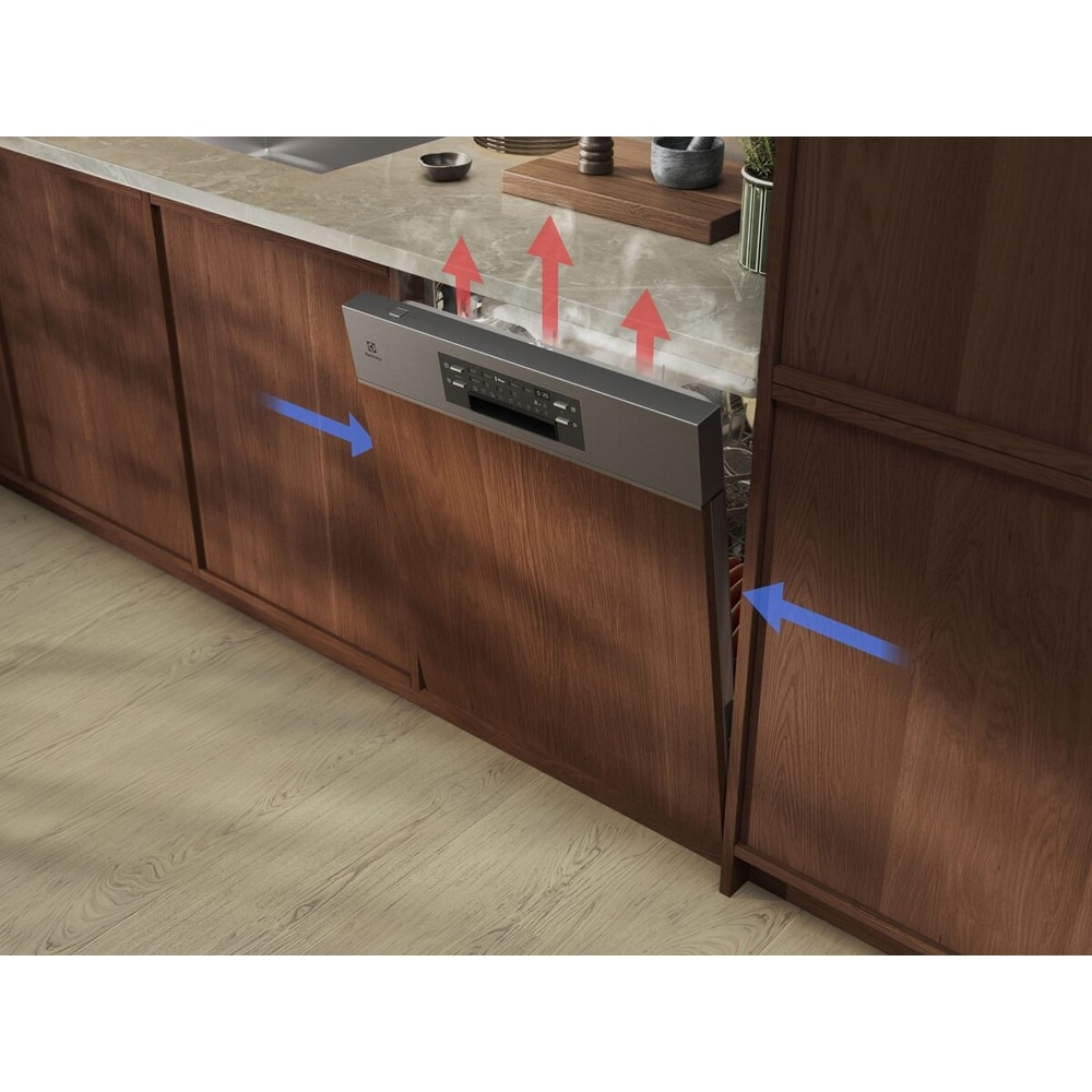 Masina de spalat vase semi-incorporabila ELECTROLUX E72IA200SX, AirDry, 14 seturi, 9 programe, 60 cm Clasa A, inox