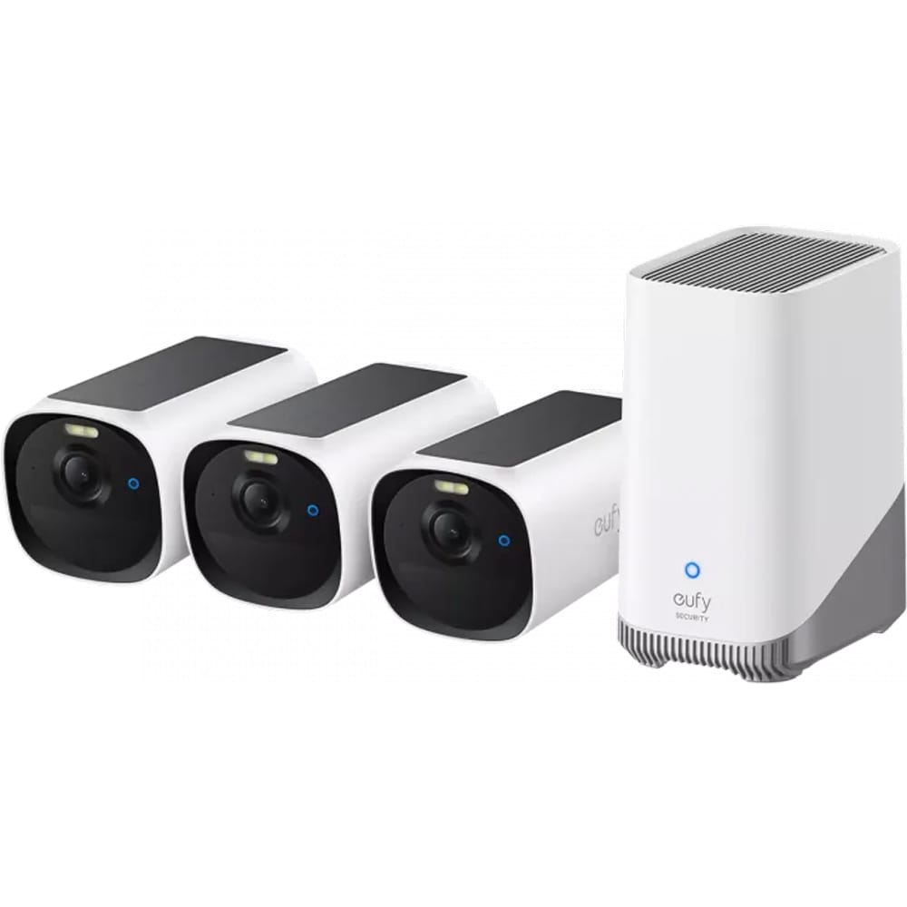Kit supraveghere video EUFY eufyCam E40, 3 camere, 2K QHD, alb