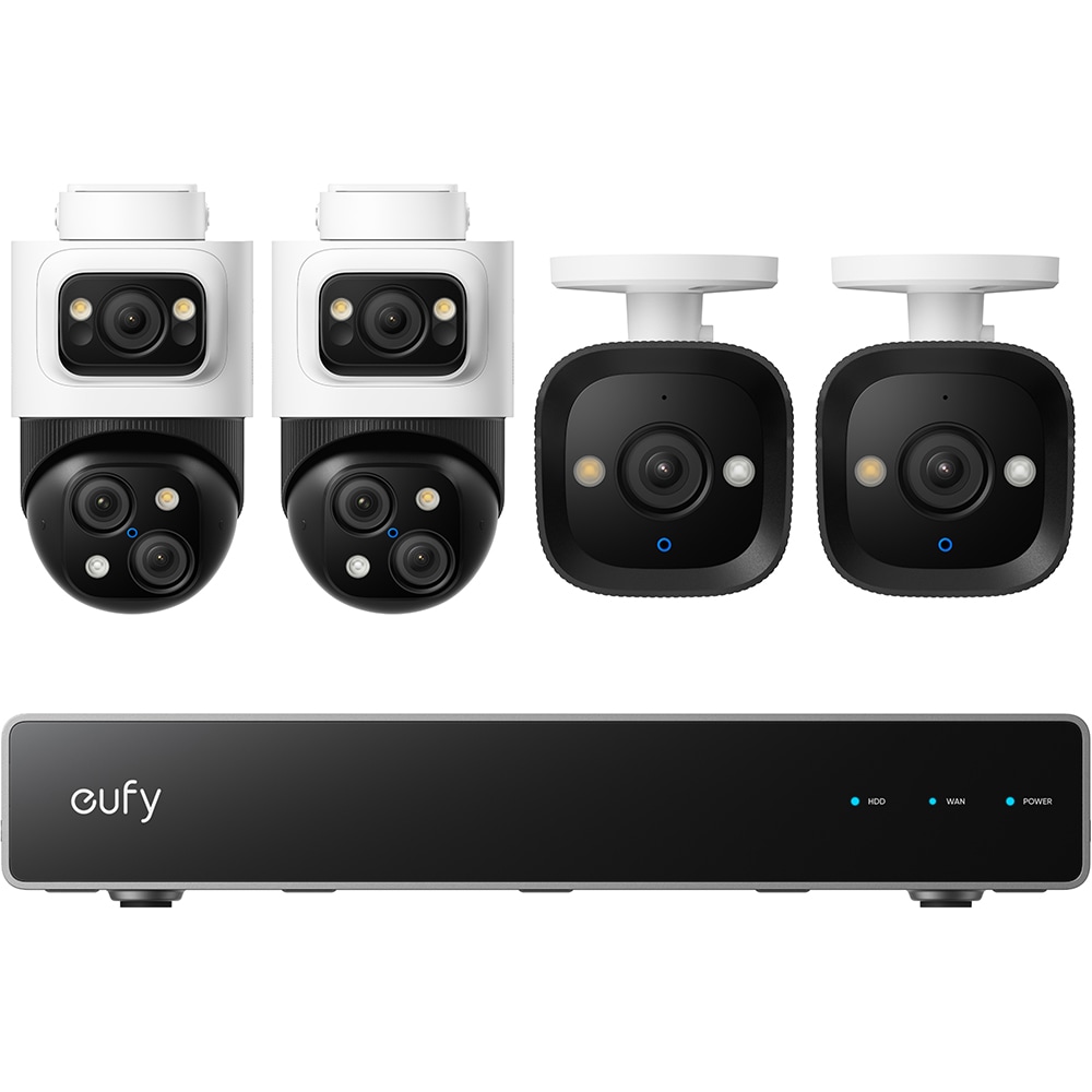 Kit supraveghere video EUFYCAM S4, 4 camere, 4K Ultra HD, 16 canale, alb