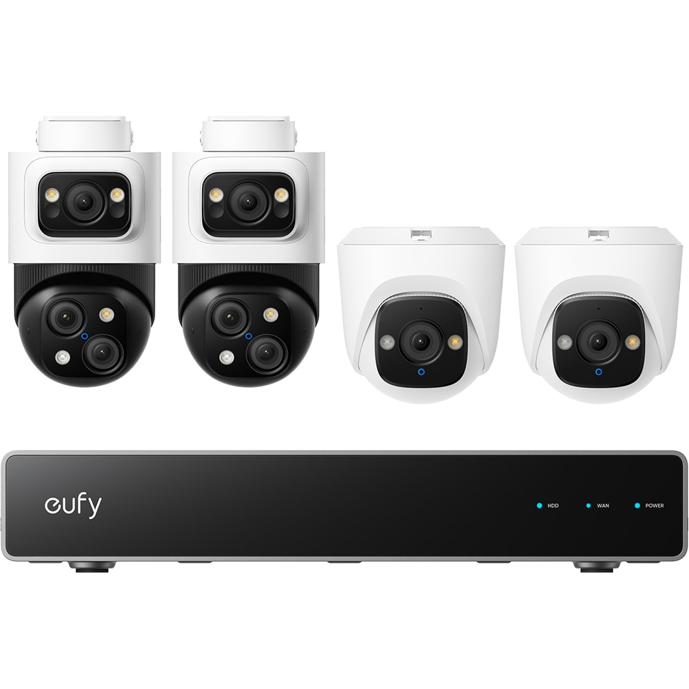 Kit supraveghere video EUFYCAM S4, 4 camere, 4K Ultra HD, 16 canale, alb