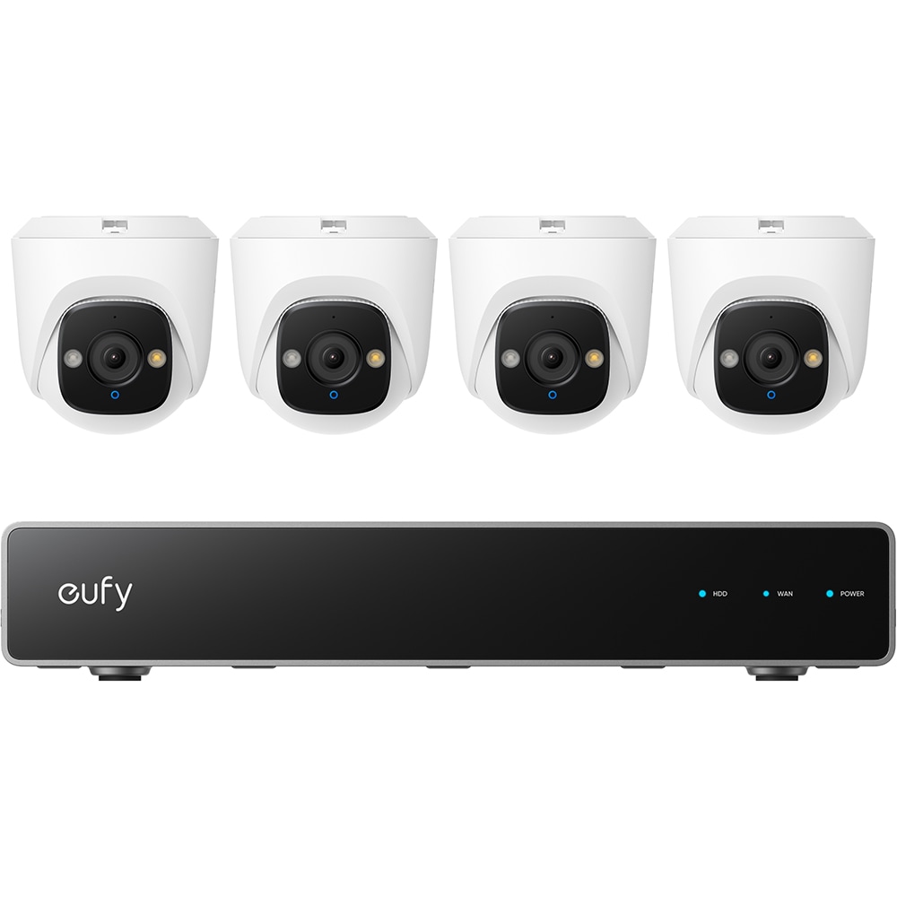 Kit supraveghere video EUFYCAM E41, 4 camere, 4K Ultra HD, 16 canale, alb