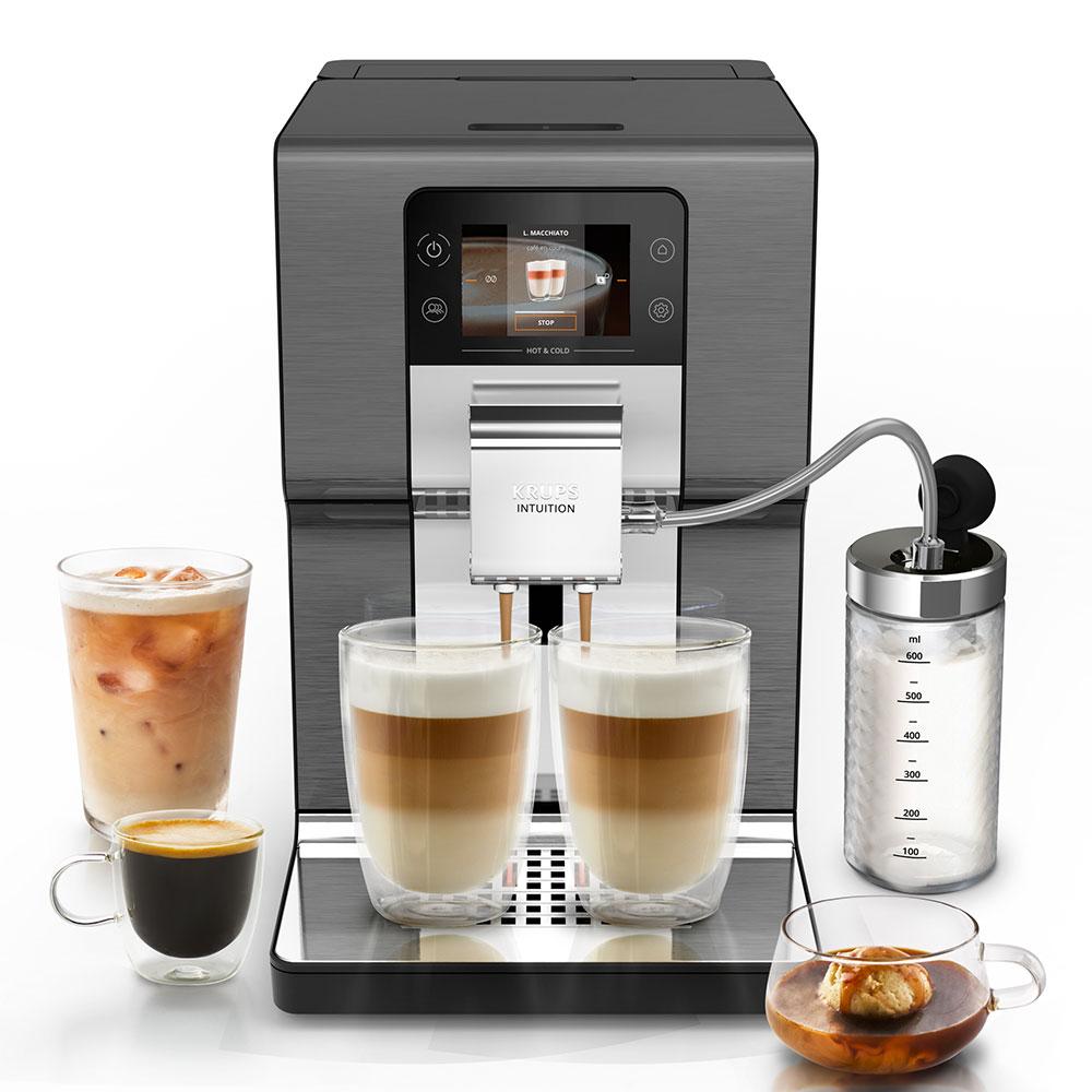 Espressor automat KRUPS Experience Hot&Cold EA879NE0, 1.2l, 1550W, 15 bar, gri-negru