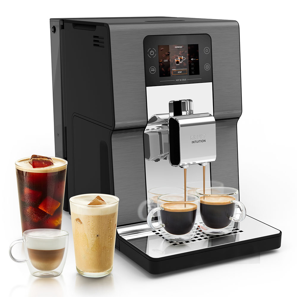 Espressor automat KRUPS Experience Hot&Cold EA879NE0, 1.2l, 1550W, 15 bar, gri-negru