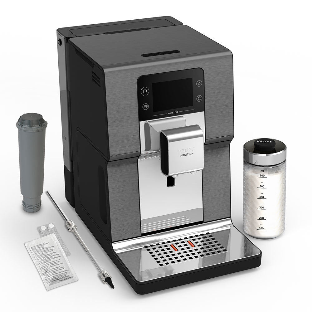 Espressor automat KRUPS Experience Hot&Cold EA879NE0, 1.2l, 1550W, 15 bar, gri-negru