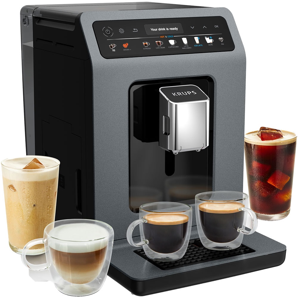 Espressor automat KRUPS Evidence Hot&Cold EA898GF0, 2.3l, 1450W, 15 bar, gri-negru