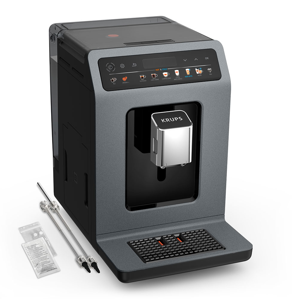 Espressor automat KRUPS Evidence Hot&Cold EA898GF0, 2.3l, 1450W, 15 bar, gri-negru
