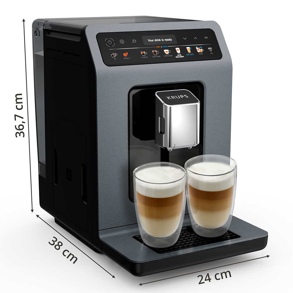 Espressor automat KRUPS Evidence Hot&Cold EA898GF0, 2.3l, 1450W, 15 bar, gri-negru