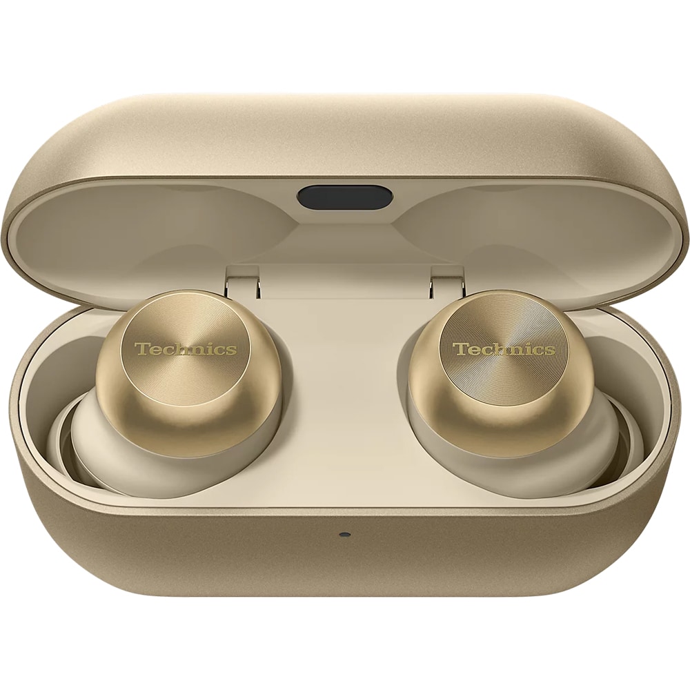 Casti TECHNICS EAH-AZ100E-N, True Wireless, Bluetooth, In-ear, Microfon, Noise Cancelling, Carcasa incarcare wireless, auriu