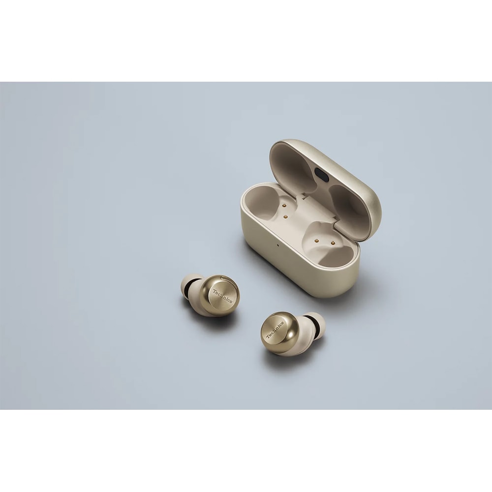 Casti TECHNICS EAH-AZ100E-N, True Wireless, Bluetooth, In-ear, Microfon, Noise Cancelling, Carcasa incarcare wireless, auriu