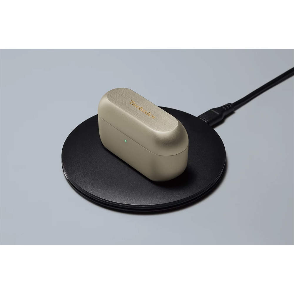 Casti TECHNICS EAH-AZ100E-N, True Wireless, Bluetooth, In-ear, Microfon, Noise Cancelling, Carcasa incarcare wireless, auriu