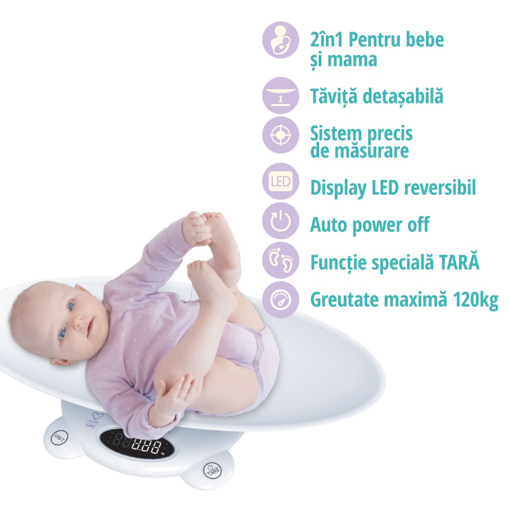 Cantar digital 2in1 EASYCARE EASY00134, 120kg, alb