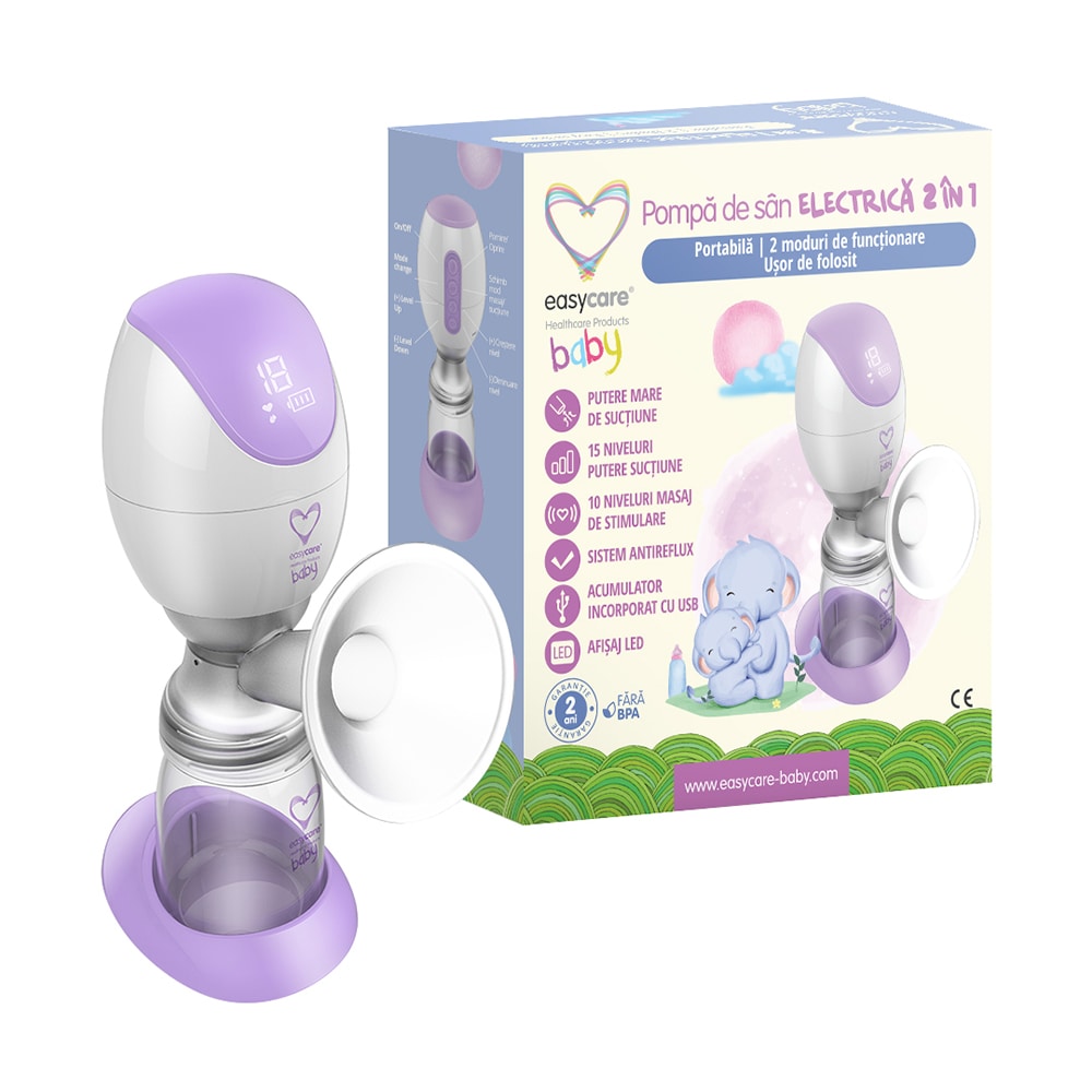 Pompa de san electrica EASYCARE EASY00148, 180ml, alb-mov