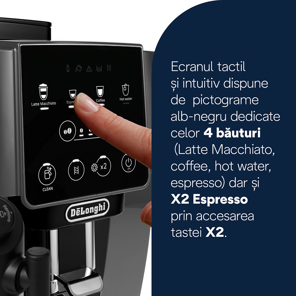 Espressor automat DELONGHI Magnifica Start Milk ECAM223.61.GB, 1.8l, 1450W, 15 bar, negru-gri