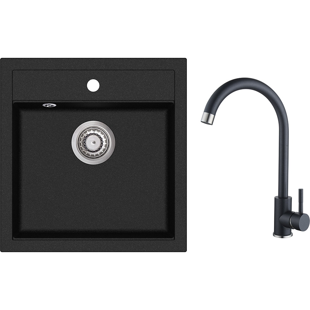 Pachet chiuveta EVIDO ECO5BSETM, 1 cuva, compozit granit + baterie, negru