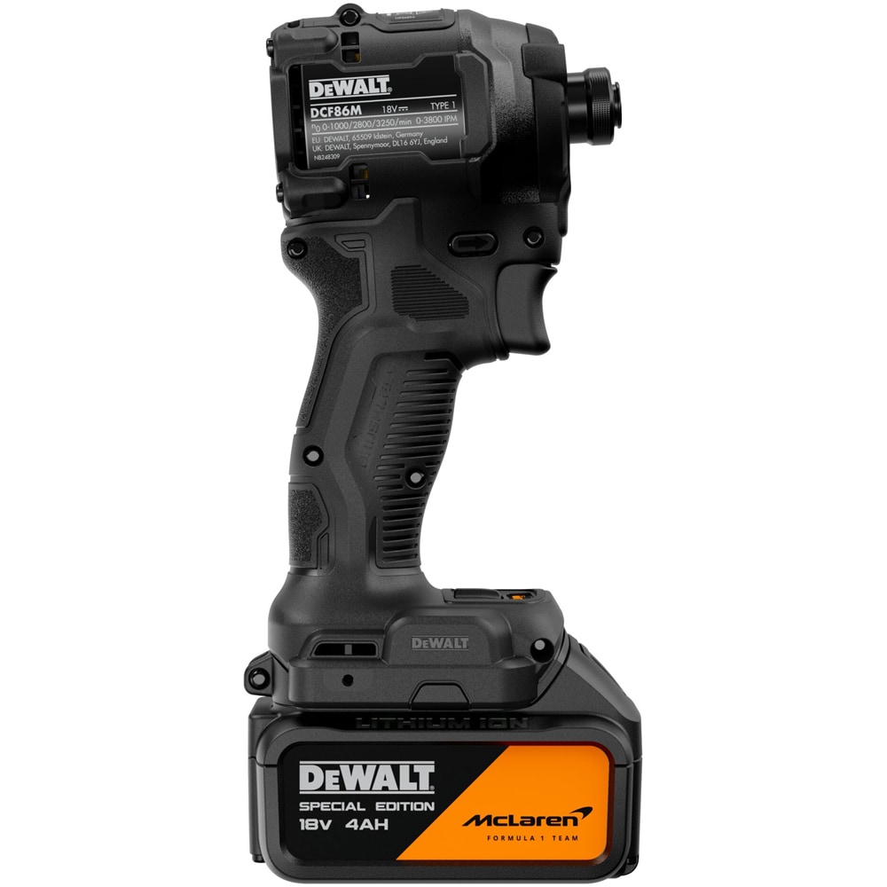 Masina de insurubat si gaurit cu impact DEWALT DCF86MM1T-QW x McLaren F1 Team, 18V, 1x4Ah, 206Nm