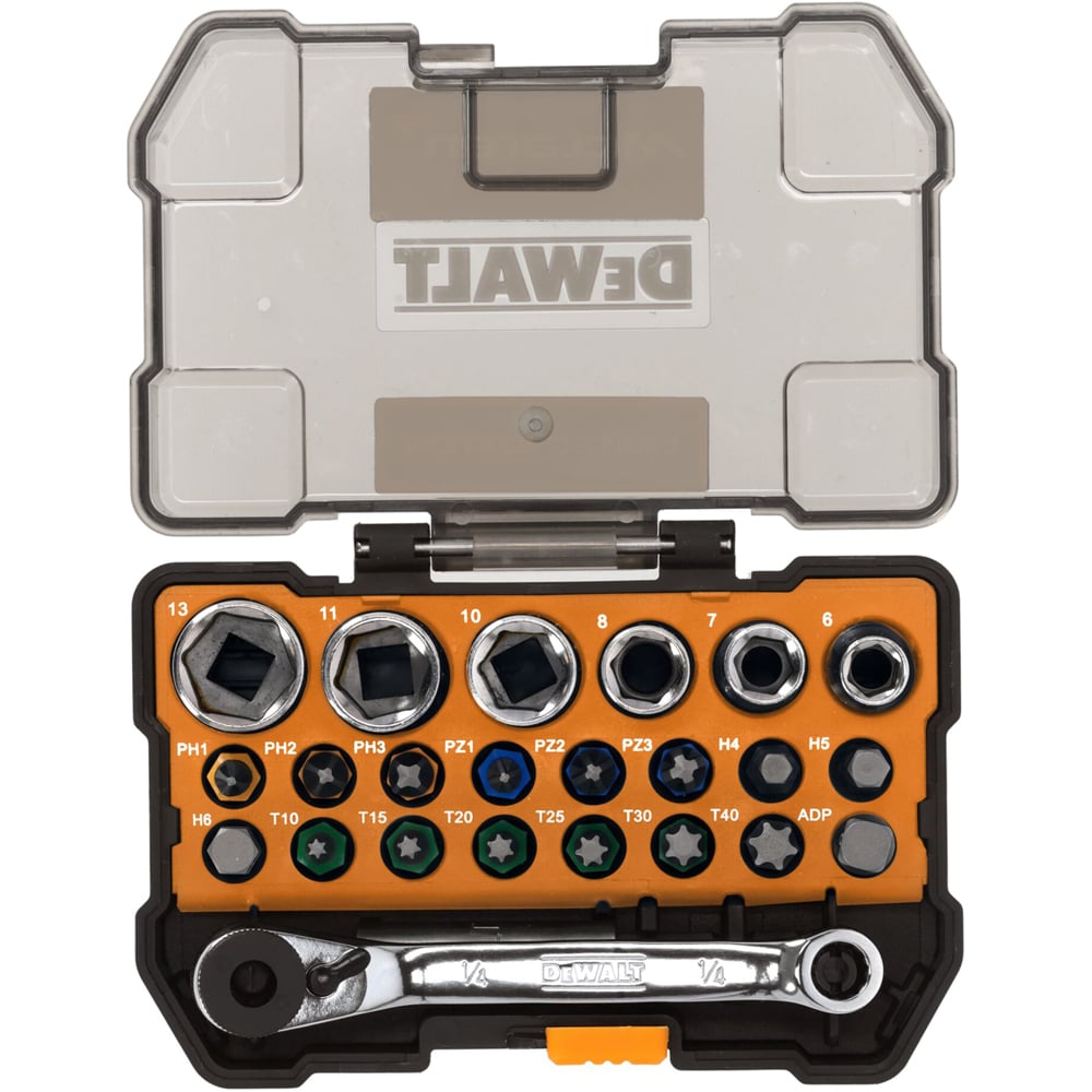 Set biti si tubulare DEWALT DT70906-QZ  x McLaren F1 Team Editie Speciala, 24 piese