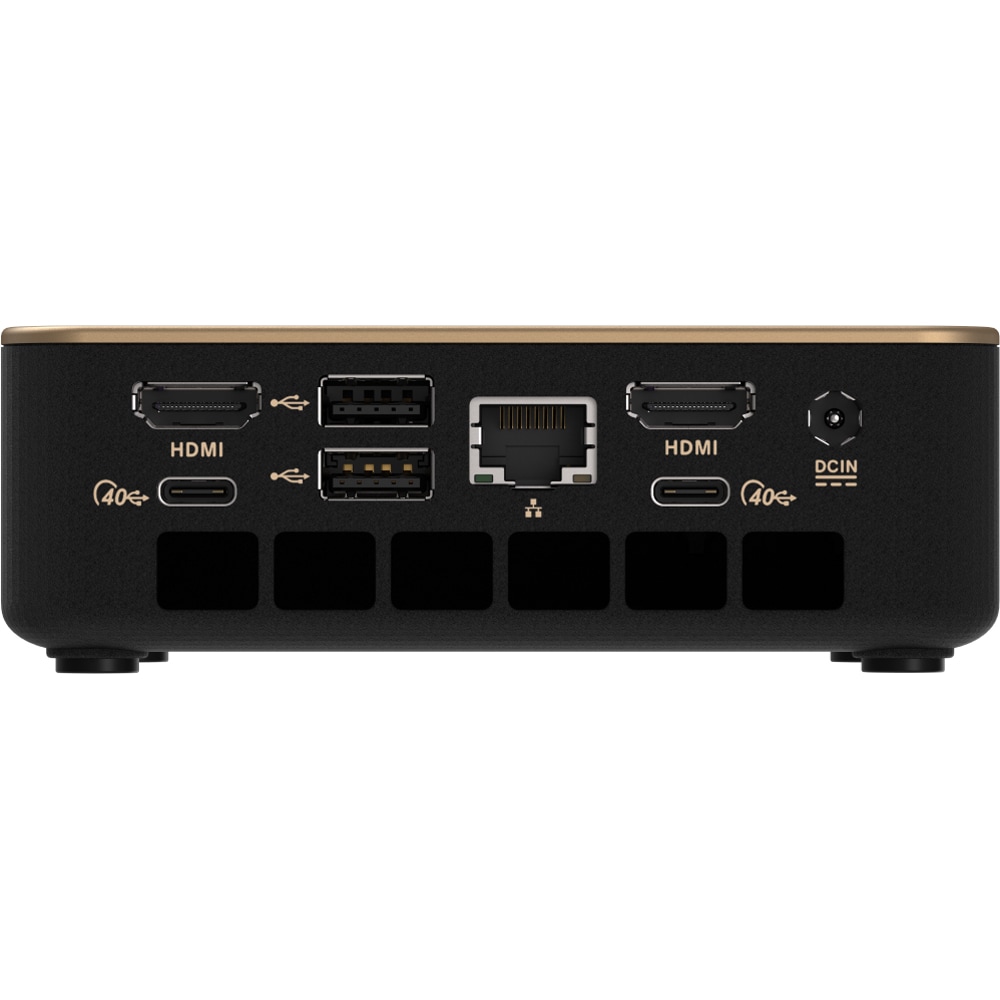 Sistem Desktop PC SAPPHIRE EDGE AI Mini, AMD Ryzen AI 7 350 pana la 5GHz, fara RAM, fara SSD, Golden Black