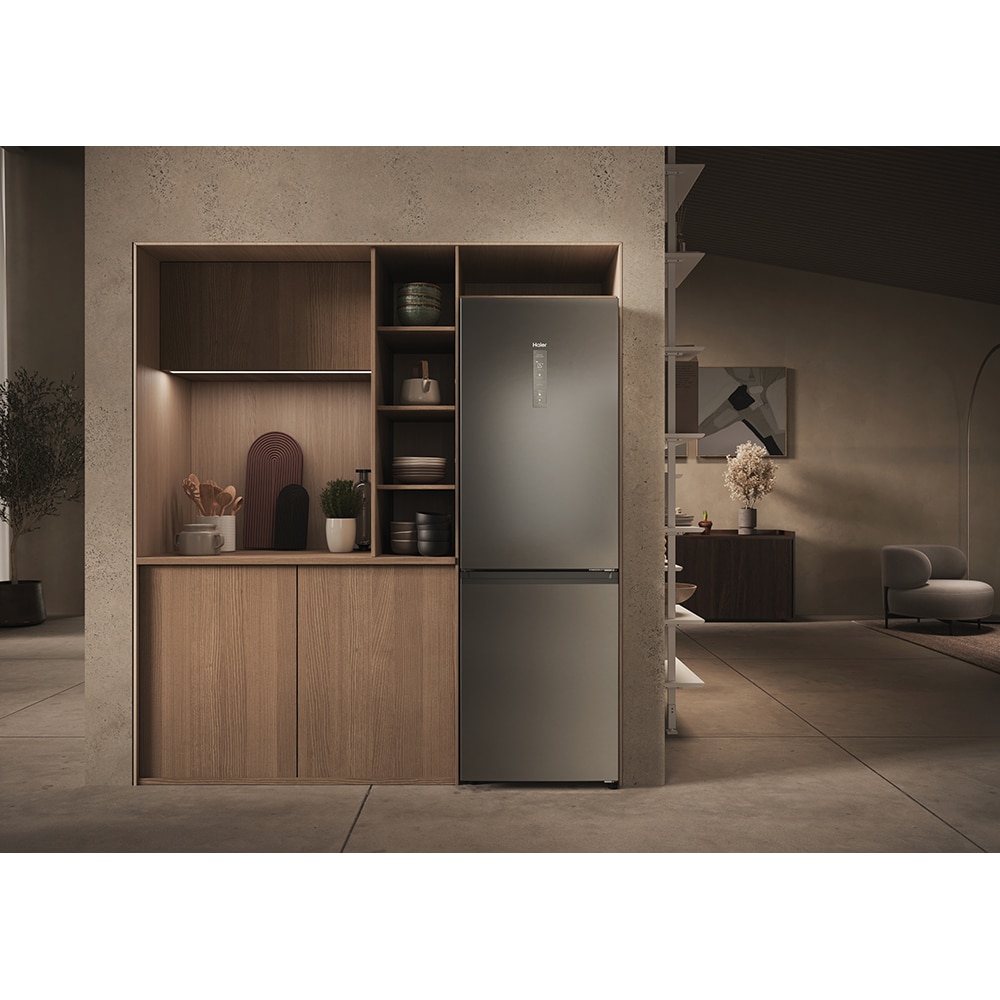 Combina frigorifica HAIER EHD3PWDNPK186, No Frost, 352 l, H 185 cm, Clasa D, Wi-Fi, inox