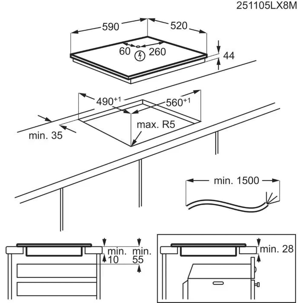 Plita incorporabila ELECTROLUX EIT60433CL, Inductie, 4 arzatoare, Touch Control, negru