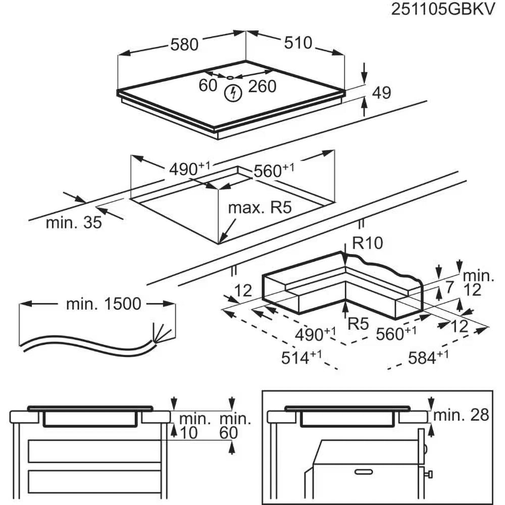 Plita incorporabila ELECTROLUX EIV63443CZ, Inductie, 4 arzatoare, Touch Control, negru