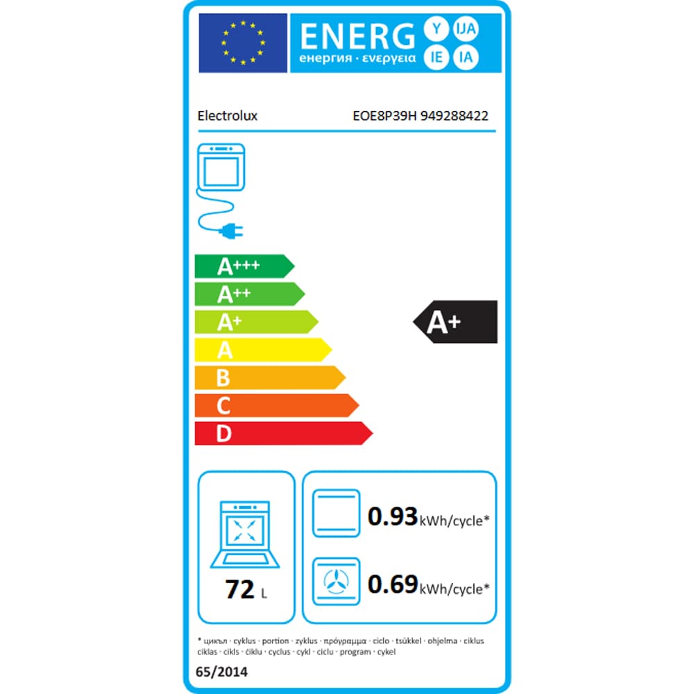 Cuptor incorporabil ELECTROLUX EOE8P39H, Electric, Autocuratare pirolitica, 72 l, Clasa A+, Wi-Fi, negru