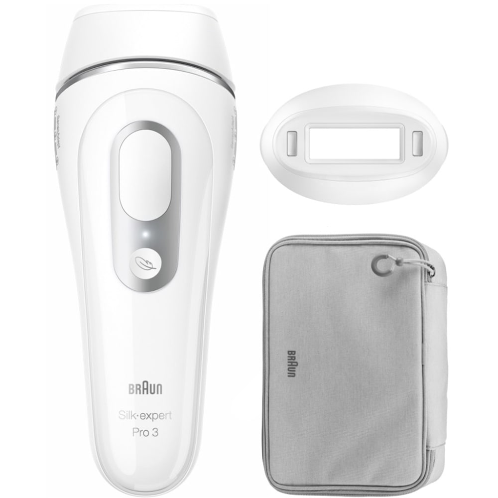 Epilator IPL BRAUN Silk-expert Pro 3 PL3020, 300000 impulsuri, 10 viteze, 1 accesoriu, SkinPro, reatea, alb-argintiu