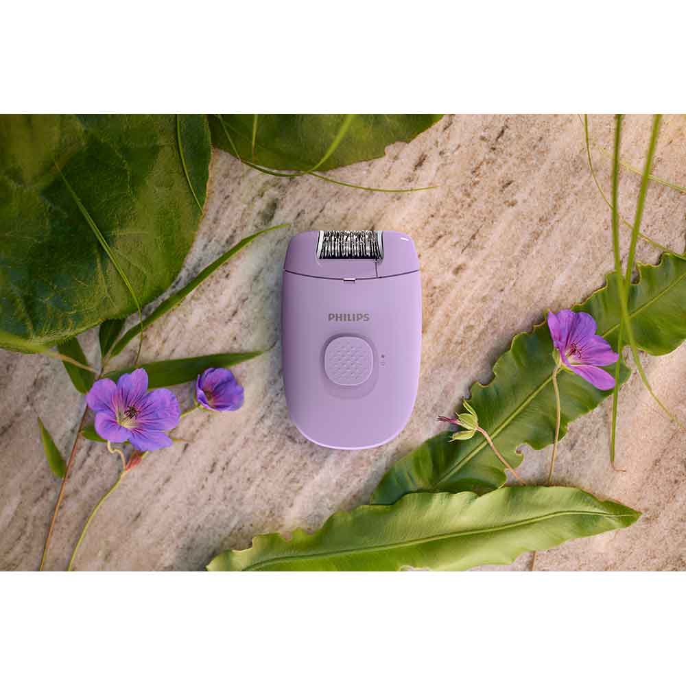 Epilator PHILIPS Seria 2000 BRE237/00, 1 viteza, 2 accesorii, retea, lila