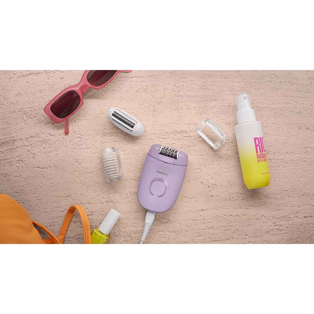 Epilator PHILIPS Seria 2000 BRE237/00, 1 viteza, 2 accesorii, retea, lila