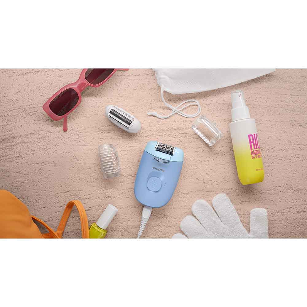 Epilator PHILIPS Seria 4000 BRE247/00, 2 viteze, 4 accesorii, retea, albastru