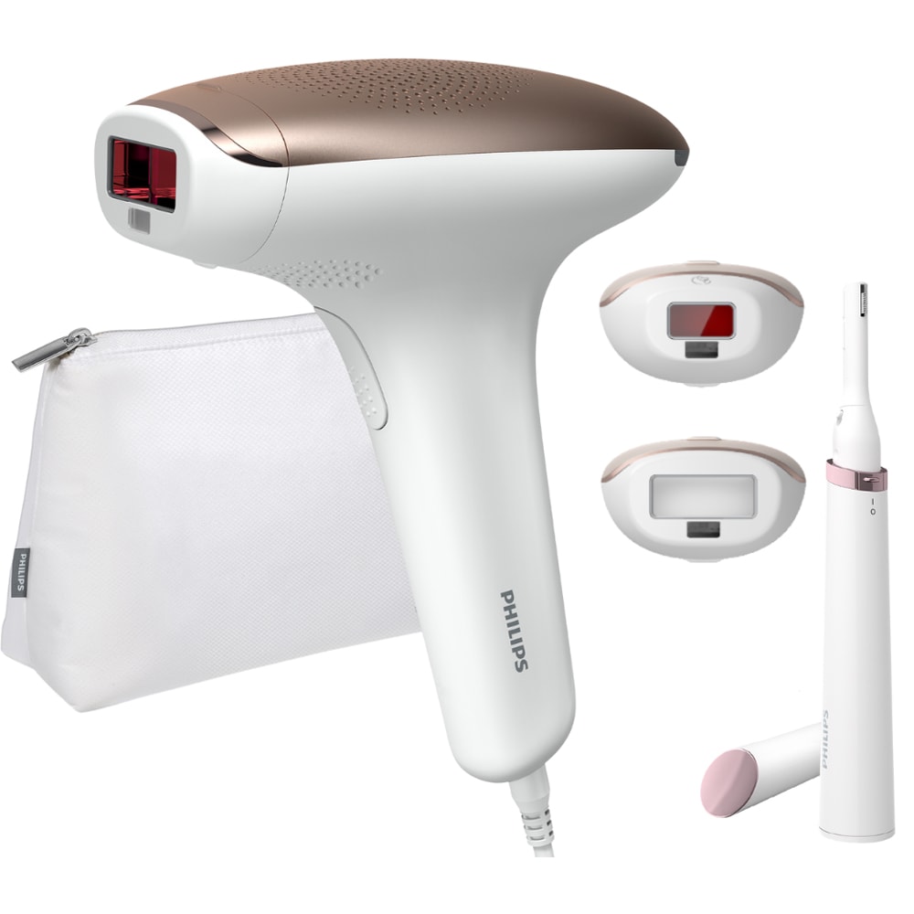 Epilator IPL PHILIPS Lumea BRI921/00, 250.000 impulsuri, 1 accesoriu, retea, alb-roz + Trimmer