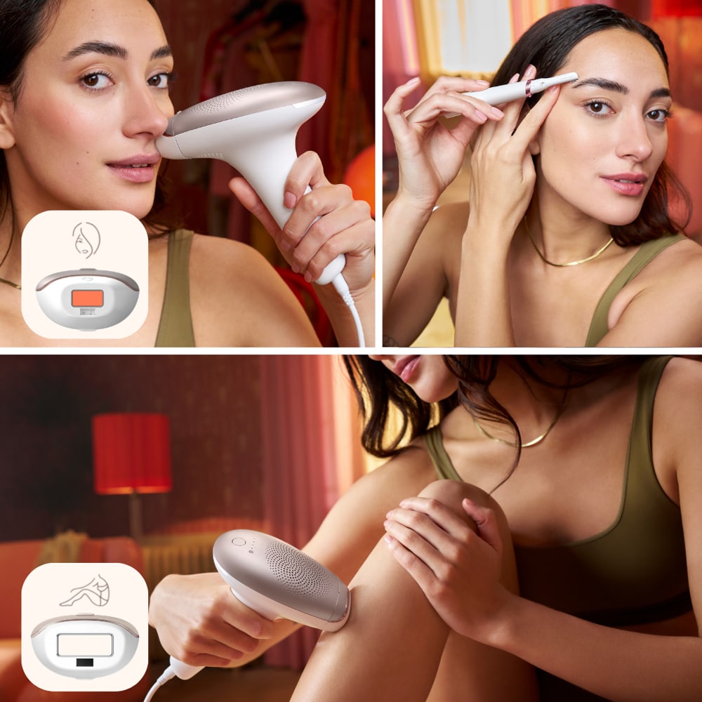 Epilator IPL PHILIPS Lumea BRI921/00, 250.000 impulsuri, 1 accesoriu, retea, alb-roz + Trimmer