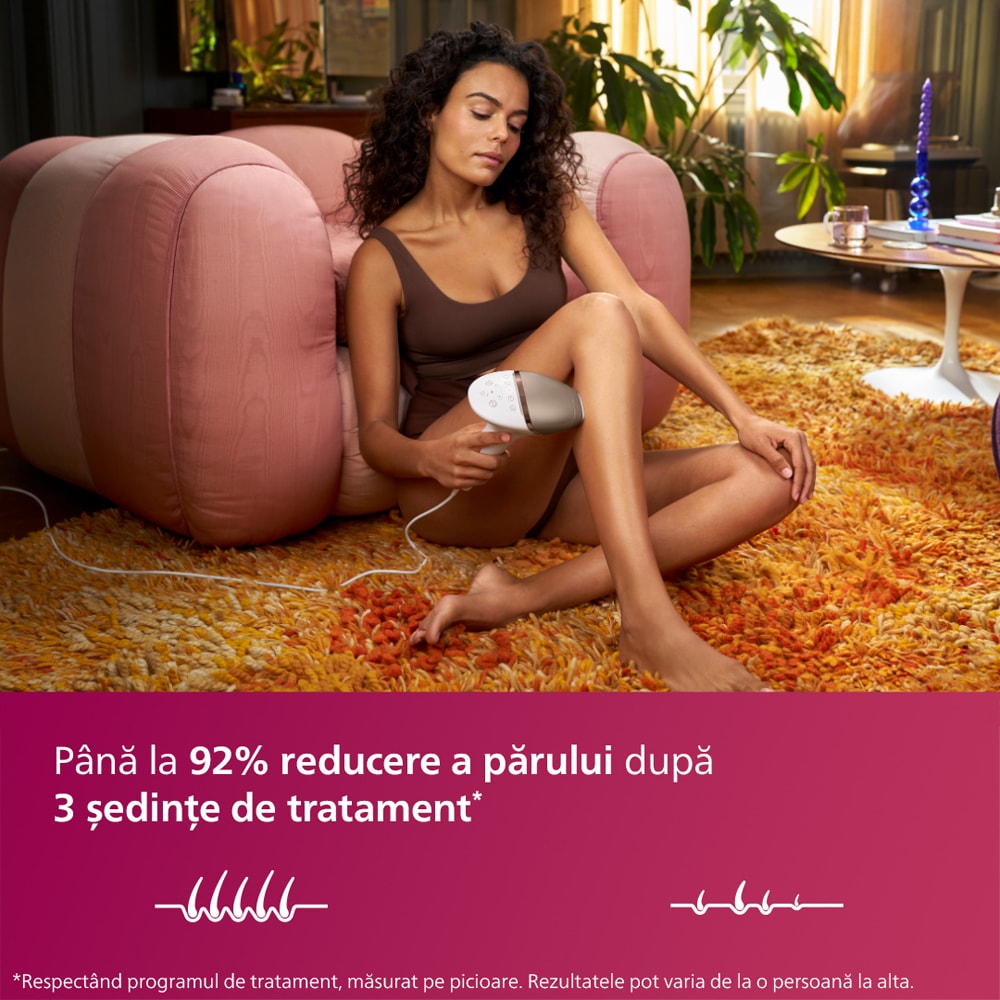 Epilator IPL PHILIPS Lumea BRI945/00, 450.000 de impulsuri, 2 accesorii, SenseIQ, alb-auriu
