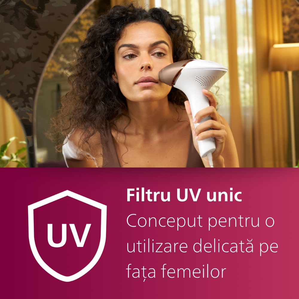 Epilator IPL PHILIPS Lumea BRI945/00, 450.000 de impulsuri, 2 accesorii, SenseIQ, alb-auriu