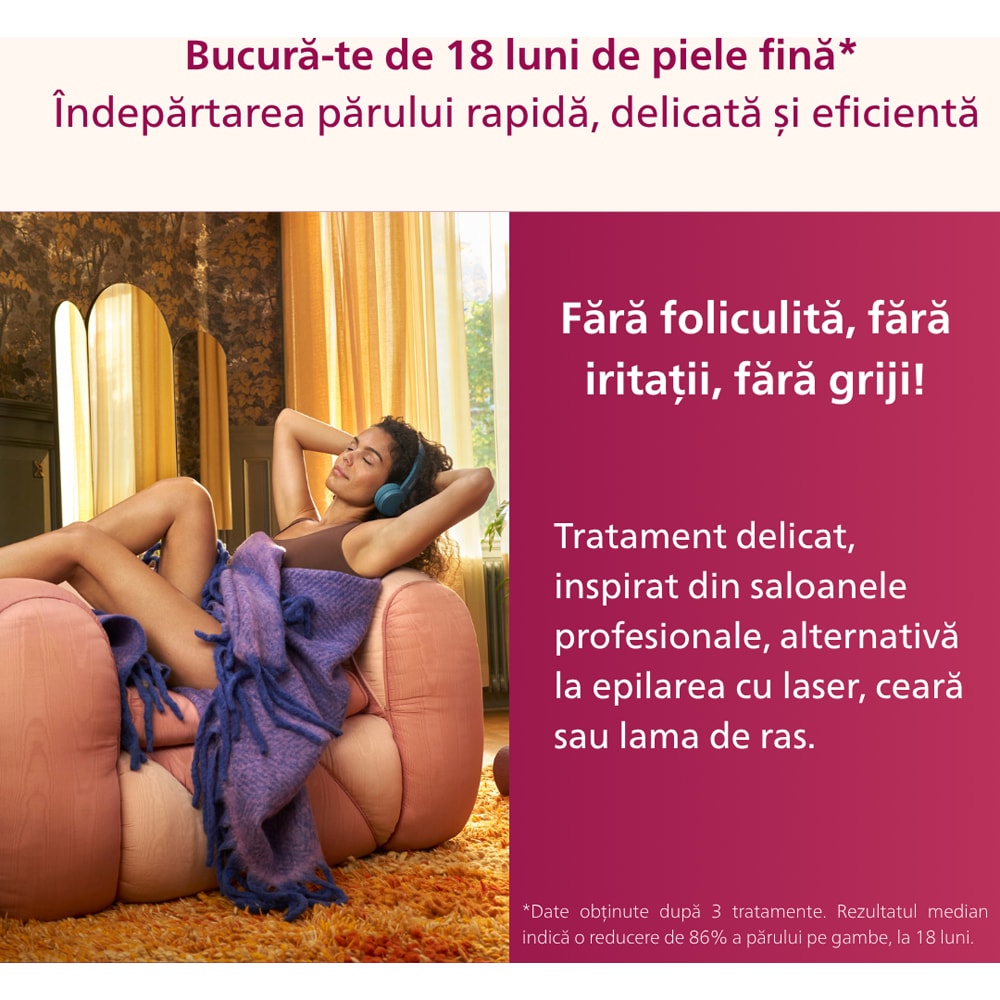 Epilator IPL PHILIPS Lumea Prestige Seria 8000 BRI947/00, 450.000 de impulsuri, 4 accesorii, senzor SmartSkin, retea, argintiu