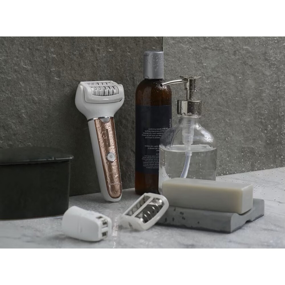 Epilator PANASONIC ES-EL8A-P503, 60 pensete, 3 viteze, 7 accesorii, accumulator, alb-roz