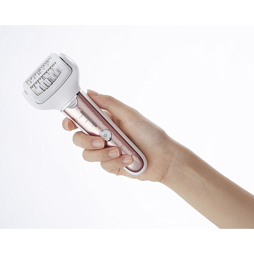 Epilator PANASONIC ES-EL8A-P503, 60 pensete, 3 viteze, 7 accesorii, accumulator, alb-roz