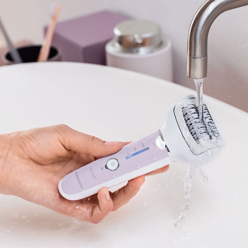 Epilator PANASONIC ES-EY30A-V503, 60 pensete, 3 viteze, 3 accesorii, Wet&Dry, acumulator, mov